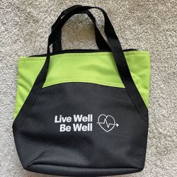 New! Nice Insulated Lunch Bag Tote - Hot/Cold - Green/black - Handle - 10” H X 5.5” W X 12.5