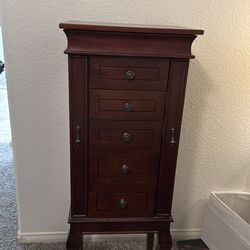 Jewelry Armoire Cabinet / Dark Cherry  / Great Condition