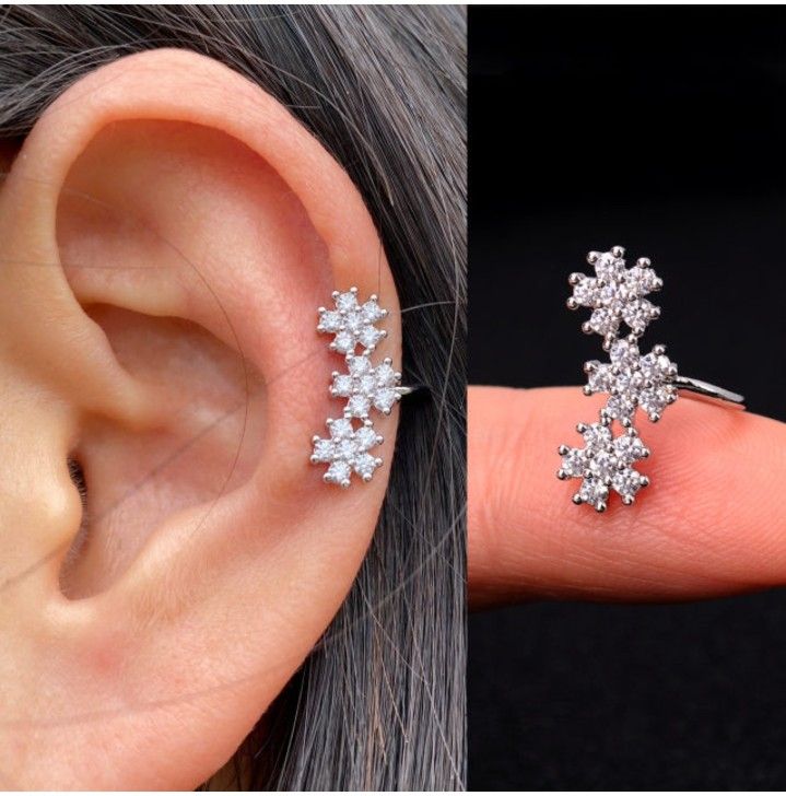 1 Piece Conch Ear Clip New Silver Flower