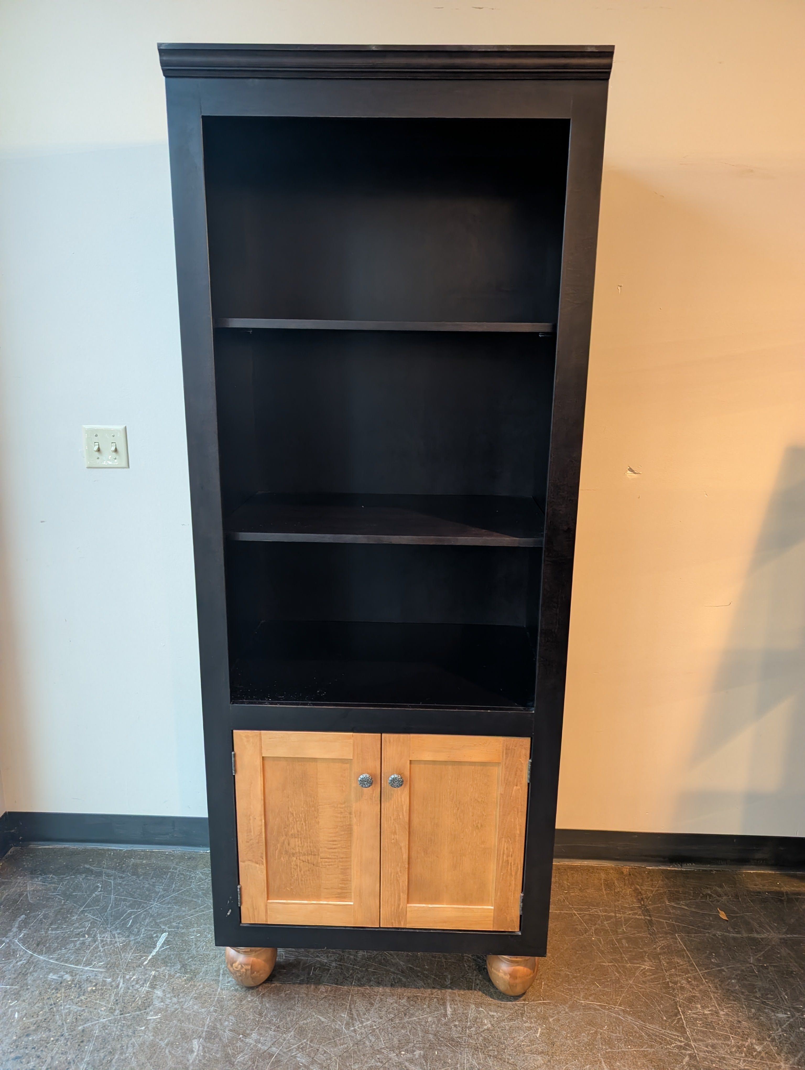 Modern Two-Tone Bookcase with Lower Cabinet Storage