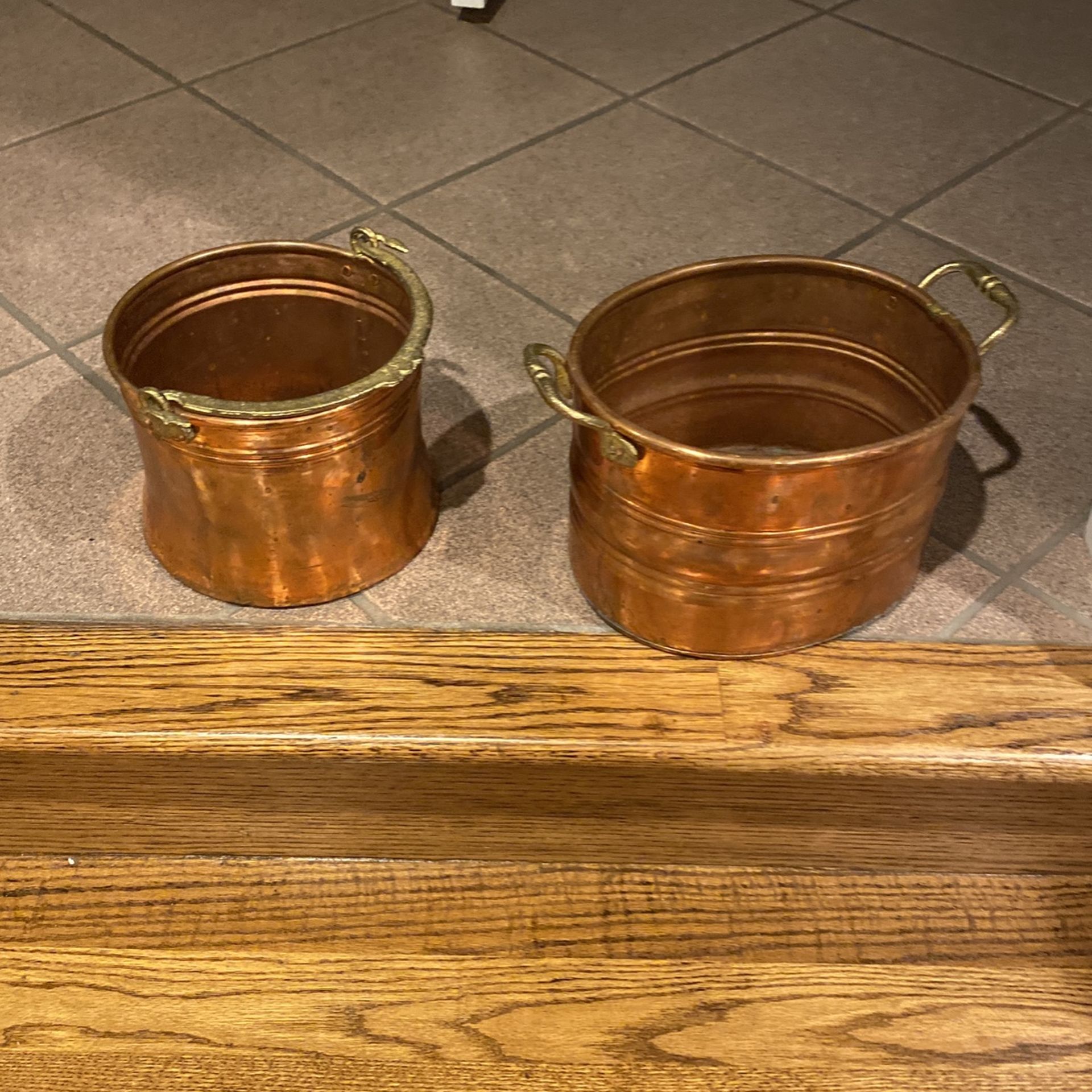 Copper Pots-6 1/2 & 81/2” Wide