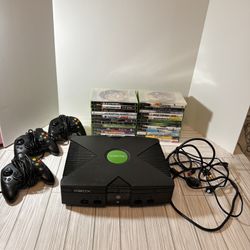 Microsoft Original Xbox Console Lot w/ 3 Controllers 26 Games System Bundle