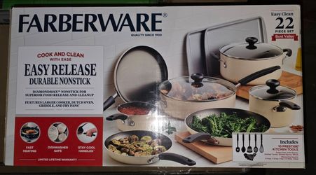 Farberware Easy Clean 22 Pcs Nonstick Cookware Set Includes Baking Pans and Cooking Tools