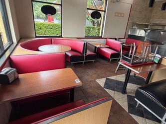 Restaurant Booth Seating Set Red Vinyl