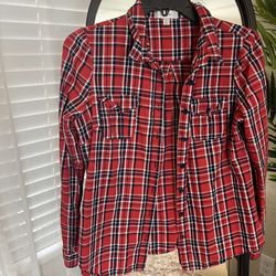 Red Plaid Women’s Button Up Shirt
