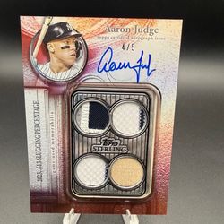 Aaron Judge 2025 Topps Sterling RED /5 ON-CARD AUTO GAME-USED RELIC Yankees MINT