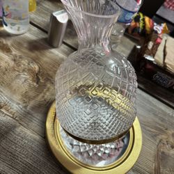 Glass Decanter With Gold Base 
