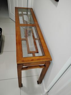 Solid Wood Glass Top Walk In/Console Table 