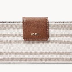 **NWT**Fossil Madison Tab Clutch Wallet in Neutral Stripe; MSRP $65