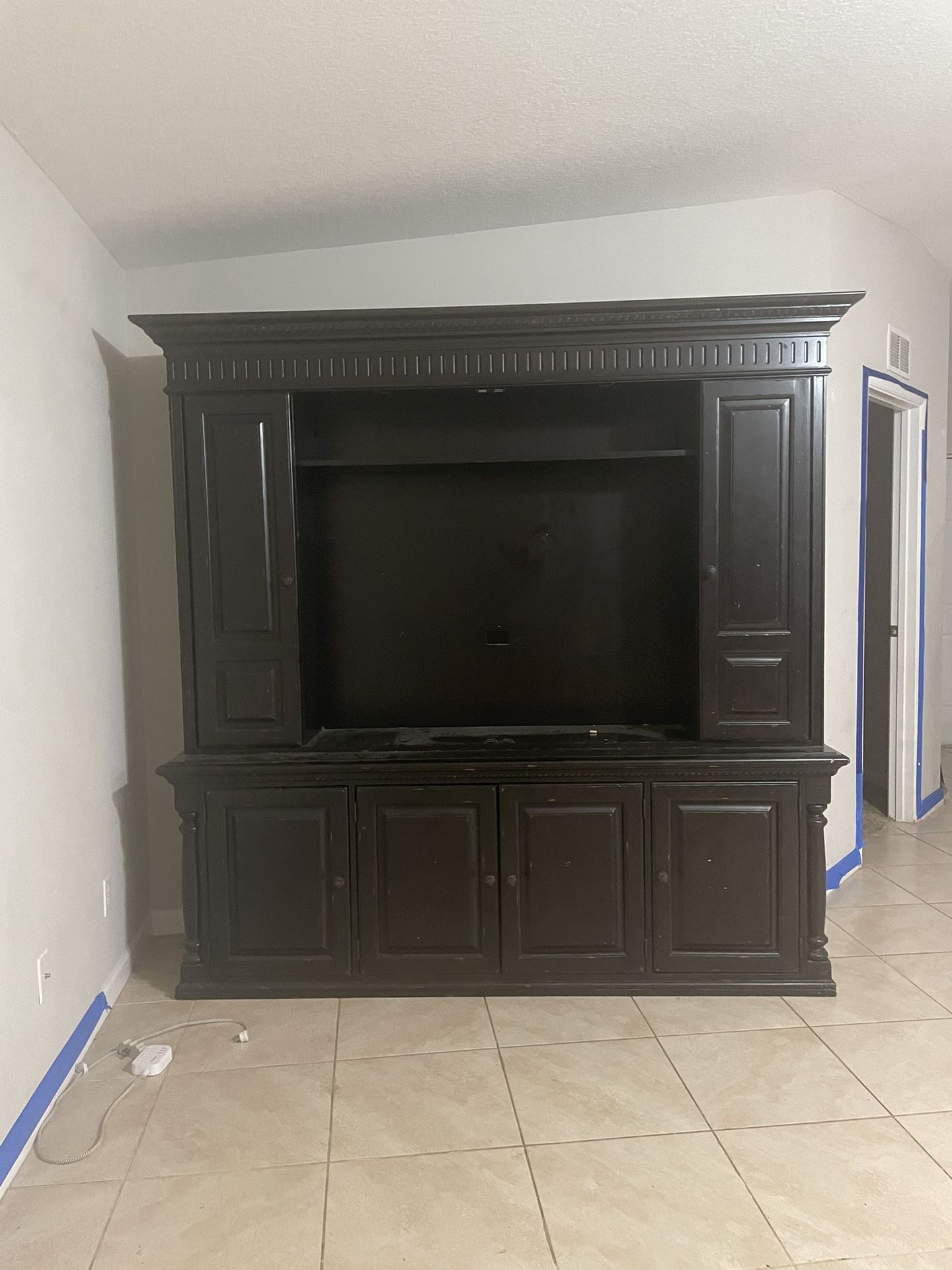 Black Wooden Tv Stand With Shelves
