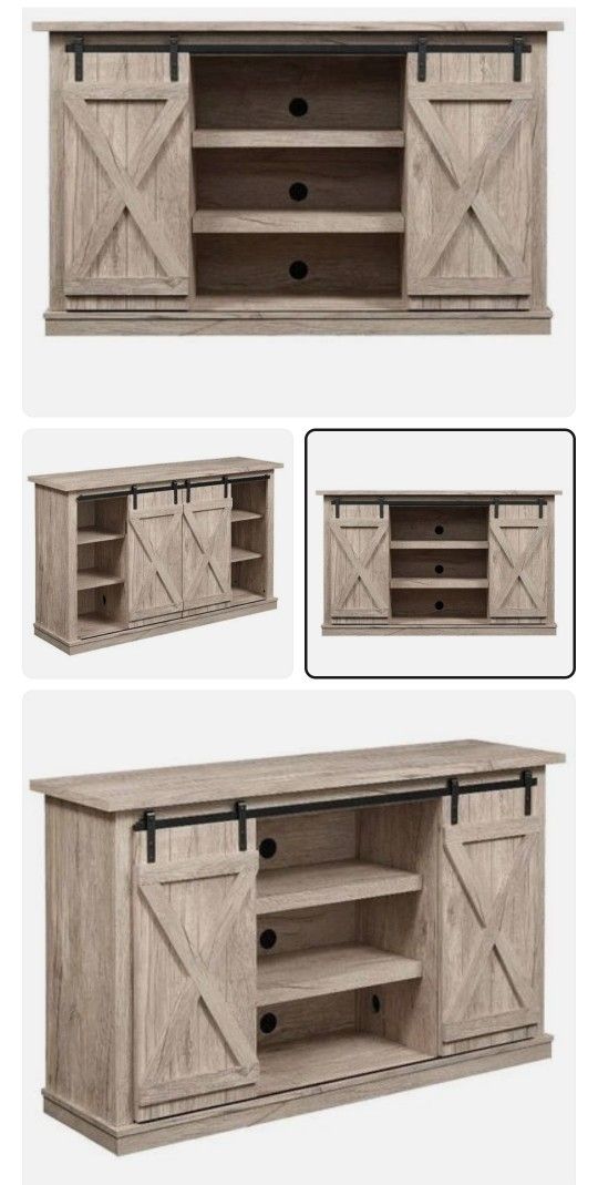 Rustic TV Stand Console Up To 60" Barn Door Wood Farmhouse Entertainment Center
