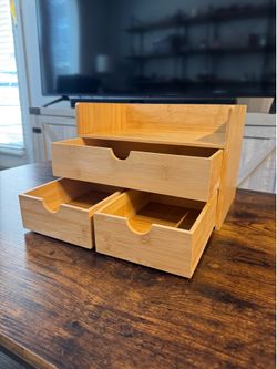 Bamboo 3-Drawer Desk Organizer – Excellent Condition