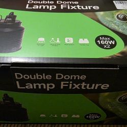 Double Dome Lamp Fixture. 160 Watt. For Reptiles, Amphibians Terrarium and Tortoise Habitat 