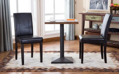 Wood Leather Padded Parson Dinner Chair