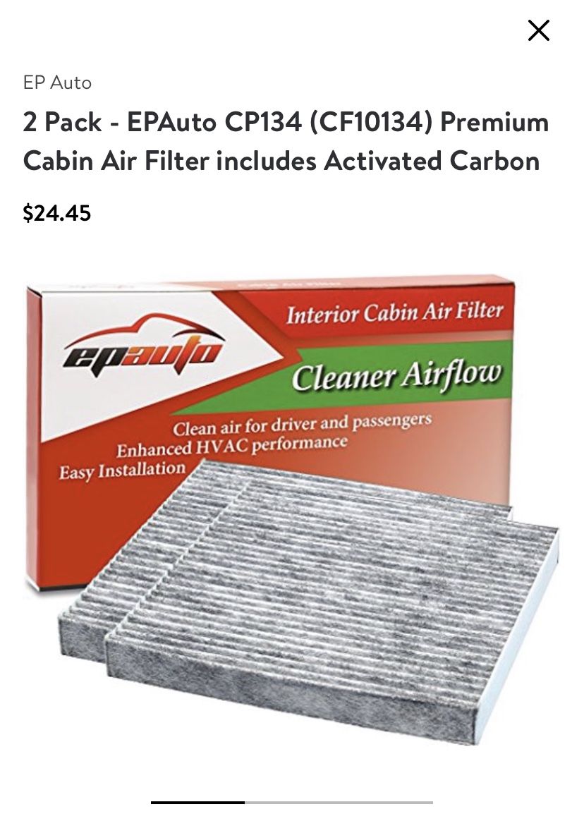 EPAuto Cp134 Premium Cabin Air Filter includes Activated Carbon