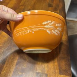 Vintage Pyrex Autumn Harvest Wheat Orange Rust Brown Mixing Bowl 