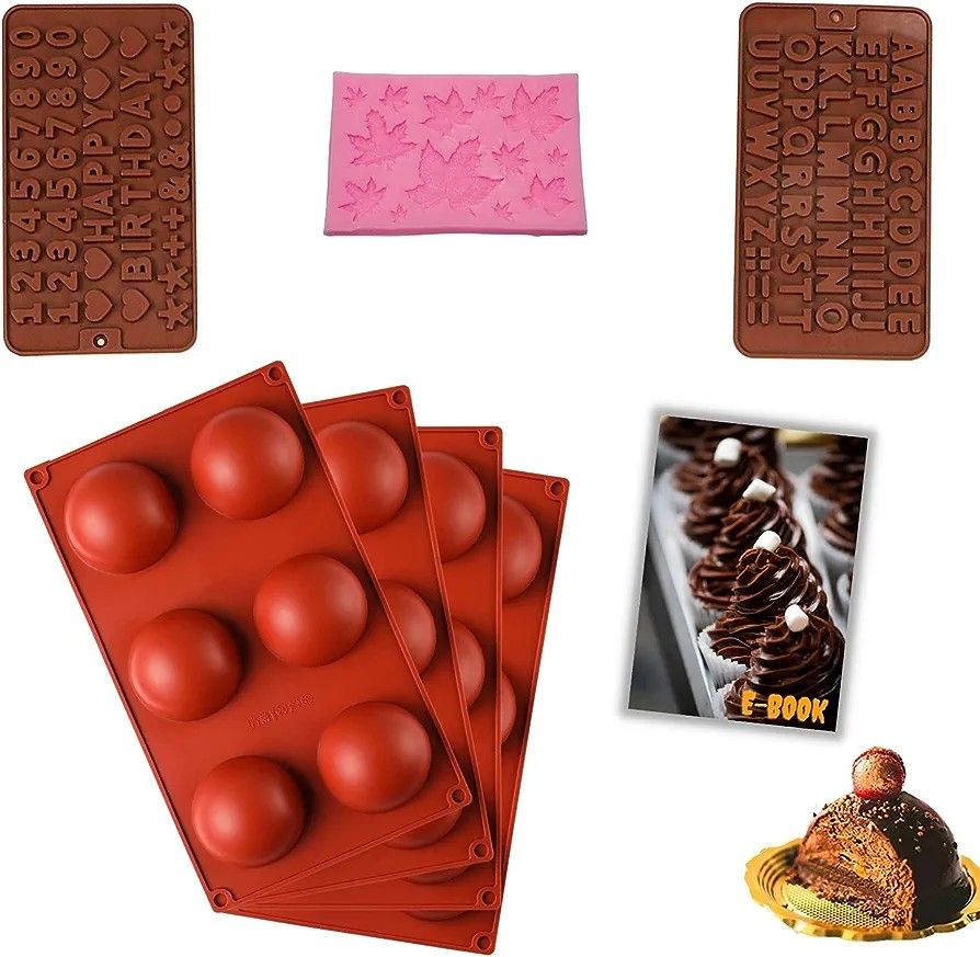 7 Pieces Silicone Molds for Chocolate- Includes Letter Molds, Number Molds and candy molds silicone shapes- Easy to Use and simple to clean -Nonstick 