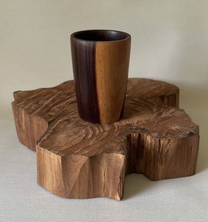 Teakwood Canister Pen Pencil Artificial Flower Holder Decoration Accent