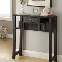 Cappuccino Finish Contemporary Console Sofa Entry Table with Drawer