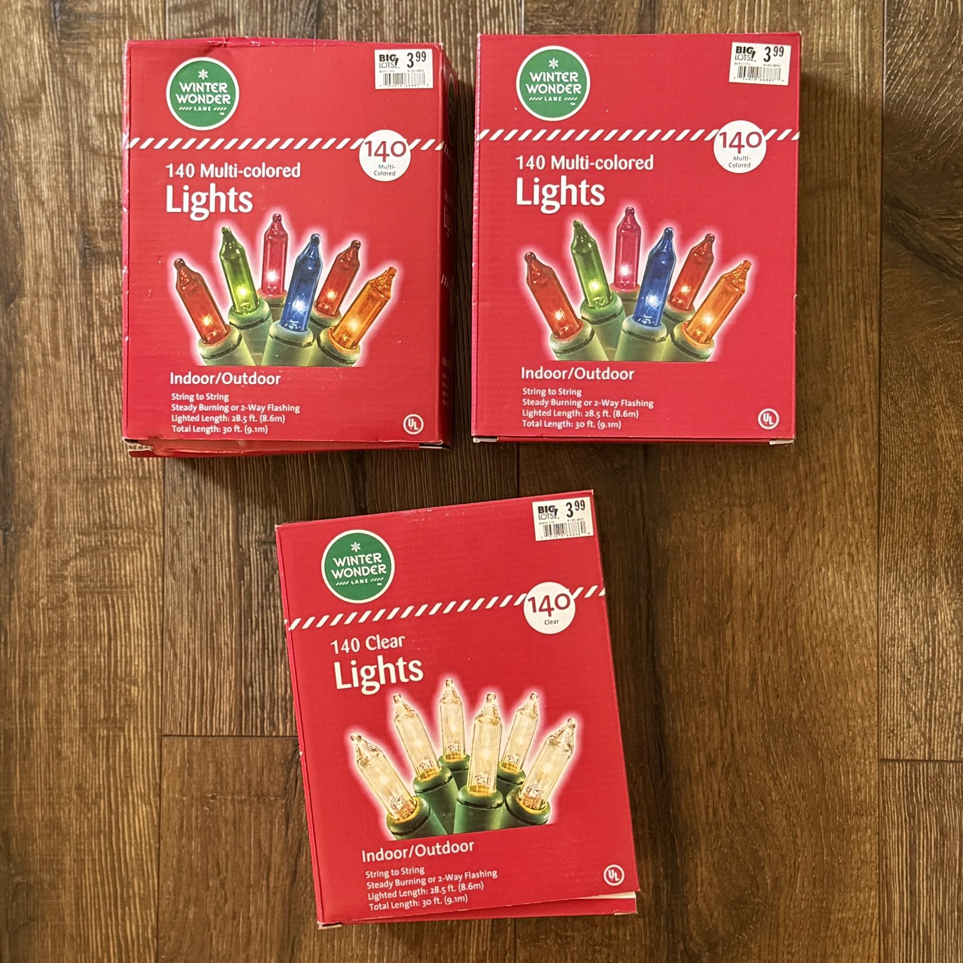 3 Boxes Indoor/Outdoor Christmas Lights 140-Strand