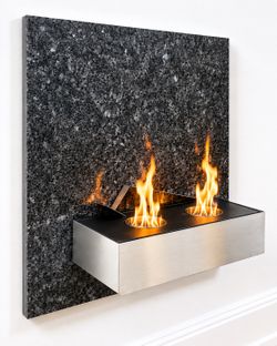 Modern Wall Mounted Bio Ethanol Fireplace – Granite & Stainless Steel