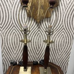 Pair of uttermost wood and brass lamps