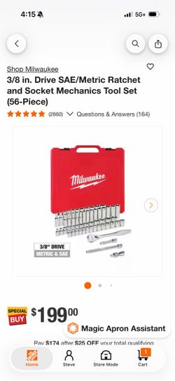 Brand new 3/8 in. Drive SAE/Metric Ratchet and Socket Mechanics Tool Set (56-Piece)