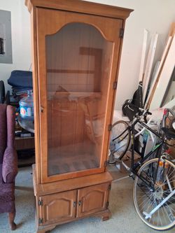 Wooden Gun Cabinet with Glass Door