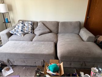 Used Bob’s Discount Furniture Playground Gray 116'' 2 Piece Left Arm Facing Chaise Sectional