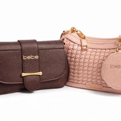 ✨👜 2 Gorgeous BEBE Crossbody Bags – Stylish Designer Purses • Beautiful Neutral Colors