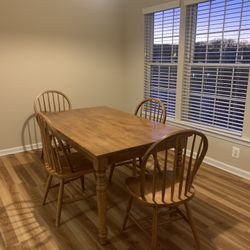 Solid Wood Dining Table With 4 Chairs 