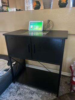 Black Cabinet Console Table with Storage