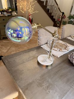 Desk Lamp With White Marble Base And USB Outlet