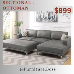 Leather Sectional - Available In Gray, White, Black