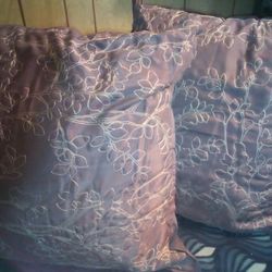 Purple w/White Embroidery 26"X 26" Inch Kohl's Home Classics X-Large Decorative Bed Pillows