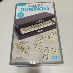Classic Games Deluxe Dominoes White with Black Case