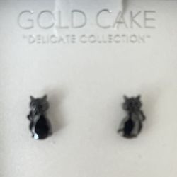 Mini Black Cat Earrings 