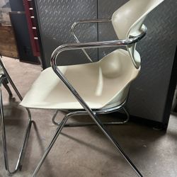 Set Of 2 Vintage MCM Mid Century Modern Stacking Chairs. 