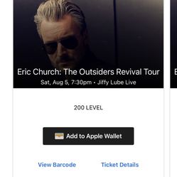 Eric Church, Jiffy Lube Live, Aug 5