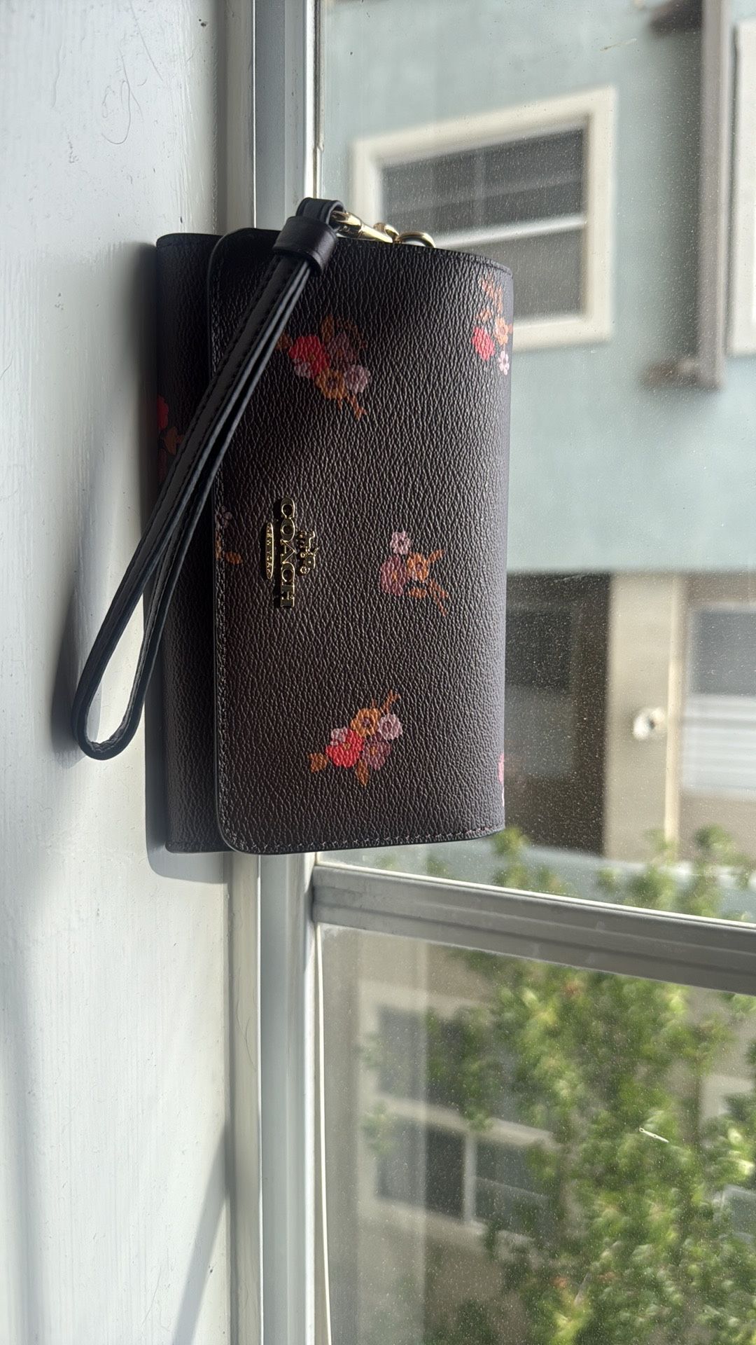 Coach Wristlet With Flower Accents