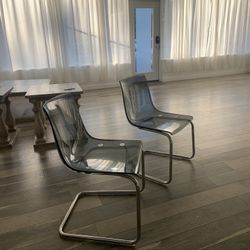 Ikea Tobias Gray Acrylic Chairs