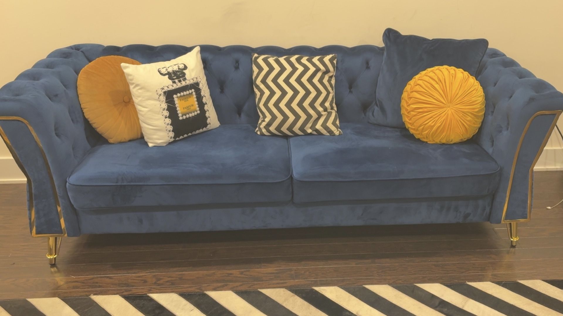 Royal Blue Velvet Couch