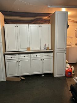 White Kitchen Cabinet Set with marbel Countertop
