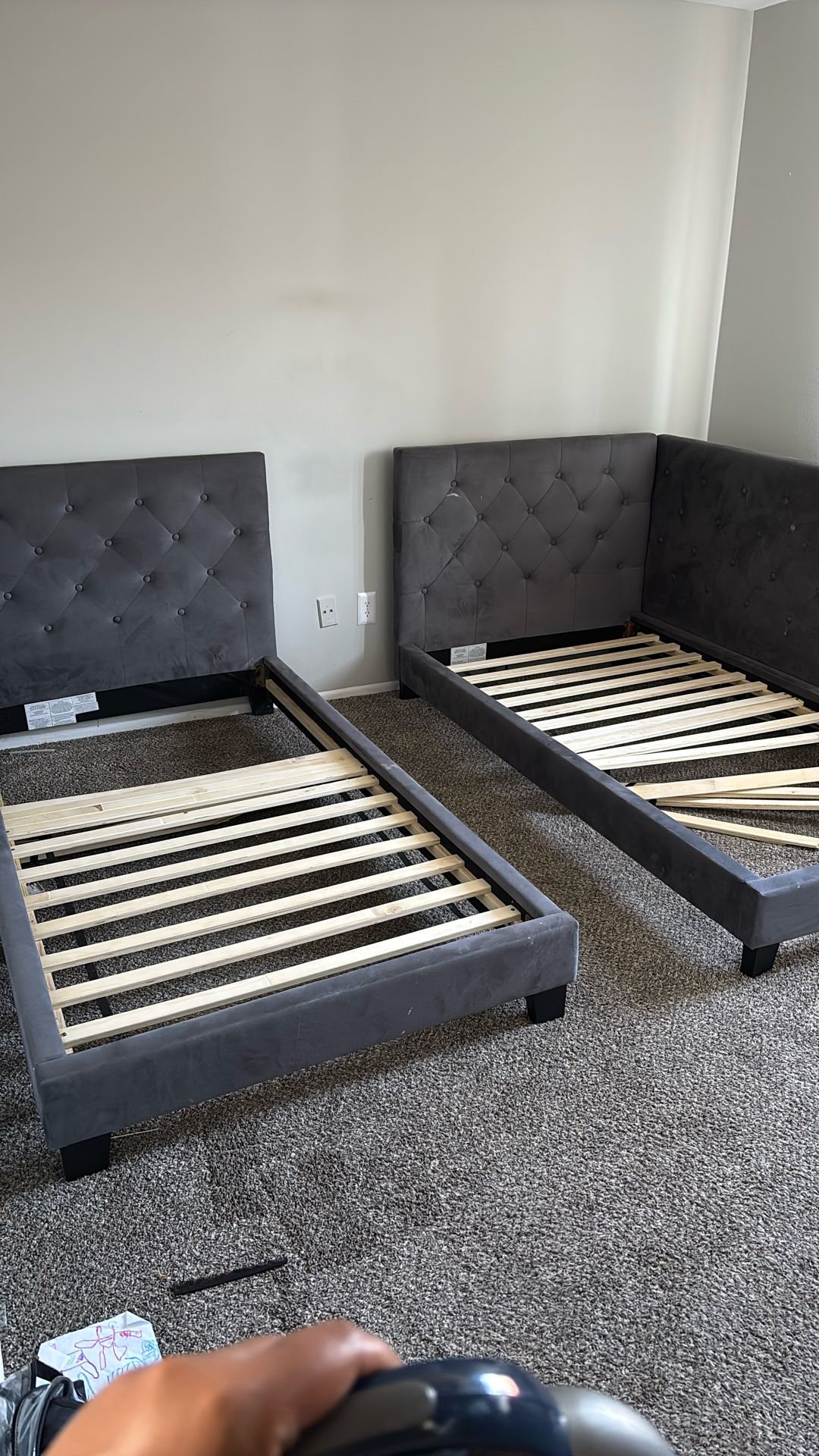 2 Gray Twin Bed Frames 