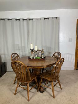Solid Wood Dining Table with 5 Chairs