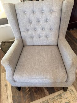 Gray Tufted Wingback Accent Chair