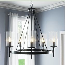 Progress Lighting Strahan 5-Light Black Transitional Chandelier