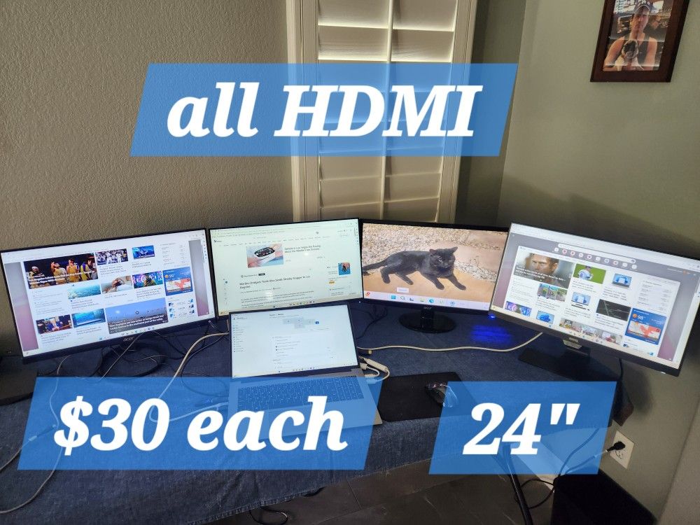 4 HDMI Monitors $30 Each