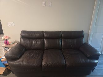 Dark Brown Leather Sofa – 1 Year Old