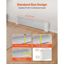 14# Baseboard Heater Covers, Premium Series 3 ft Standard Electric Heating Unit Front Cover for Home Improvement, Heavy-duty Steel, Easy Installation 